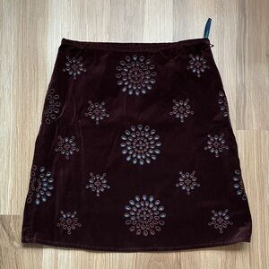 Boden Cotton Velvet Skirt with Floral Design